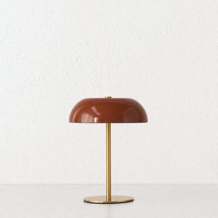 SAO MARTINHO DOME LED RECHARGEABLE INDOOR/OUTDOOR LAMP  |  21CM  |  BURNT TERRACOTTA + ANTIQUE BRASS