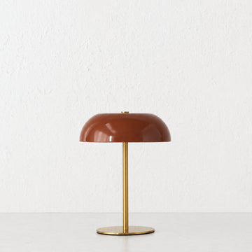 SAO MARTINHO DOME LED RECHARGEABLE INDOOR/OUTDOOR LAMP  |  21CM  |  BURNT TERRACOTTA + ANTIQUE BRASS