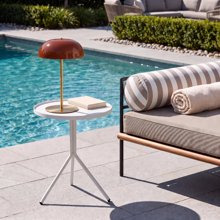 SAO MARTINHO DOME LED RECHARGEABLE INDOOR/OUTDOOR LAMP  |  21CM  |  BURNT TERRACOTTA + ANTIQUE BRASS