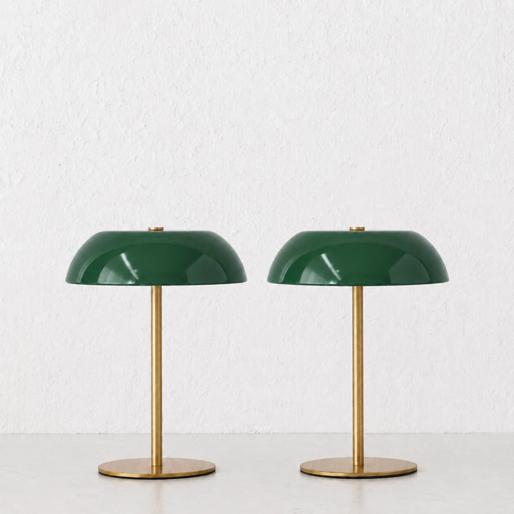 SAO MARTINHO DOME LED RECHARGEABLE INDOOR/OUTDOOR LAMP  |  21CM  |  GREEN + ANTIQUE BRASS