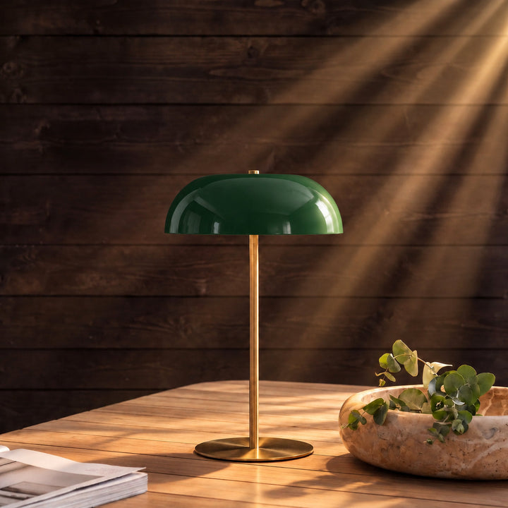 SAO MARTINHO DOME LED RECHARGEABLE INDOOR/OUTDOOR LAMP  |  21CM  |  GREEN + ANTIQUE BRASS