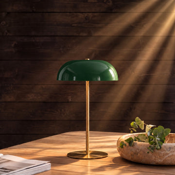 SAO MARTINHO DOME LED RECHARGEABLE INDOOR/OUTDOOR LAMP  |  21CM  |  GREEN + ANTIQUE BRASS
