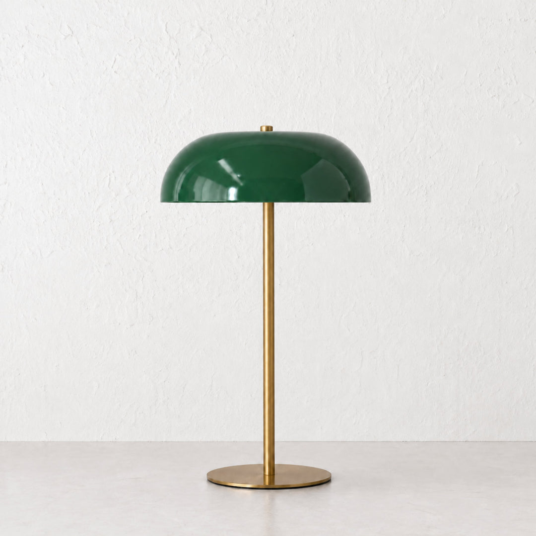 SAO MARTINHO DOME LED RECHARGEABLE INDOOR/OUTDOOR LAMP  |  35CM  |  GREEN + ANTIQUE BRASS