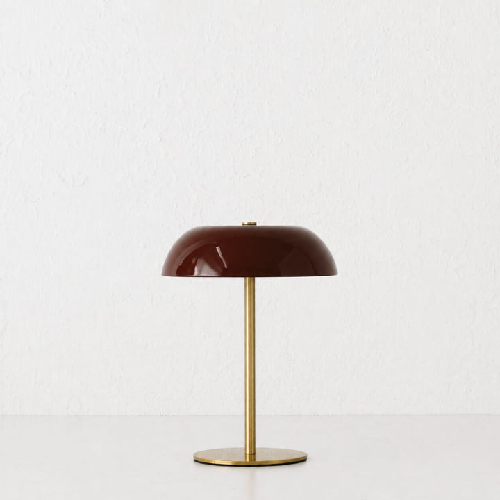 SAO MARTINHO DOME LED RECHARGEABLE INDOOR/OUTDOOR LAMP  |  21CM  |  BURGUNDY + ANTIQUE BRASS