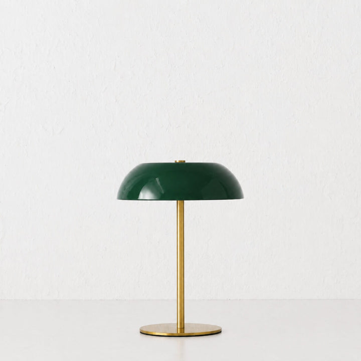 SAO MARTINHO DOME LED RECHARGEABLE INDOOR/OUTDOOR LAMP  |  21CM  |  GREEN + ANTIQUE BRASS