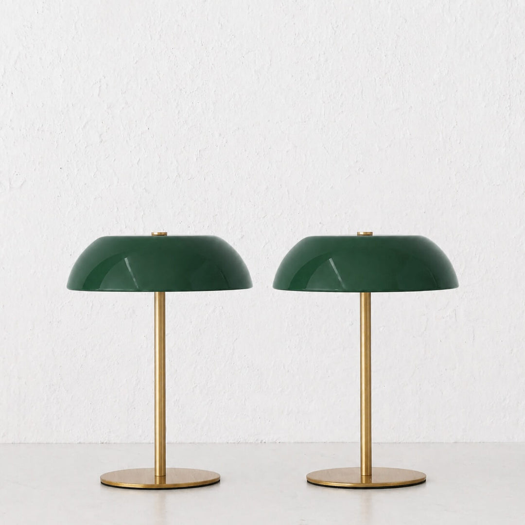 SAO MARTINHO DOME LED RECHARGEABLE INDOOR/OUTDOOR LAMP  |  21CM  |  GREEN + ANTIQUE BRASS