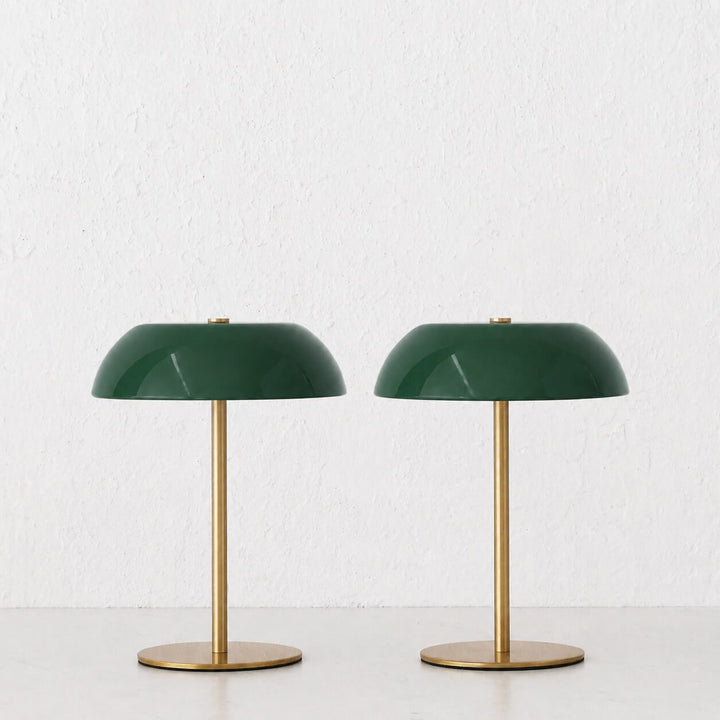 SAO MARTINHO DOME LED RECHARGEABLE INDOOR/OUTDOOR LAMP  |  21CM  |  GREEN + ANTIQUE BRASS