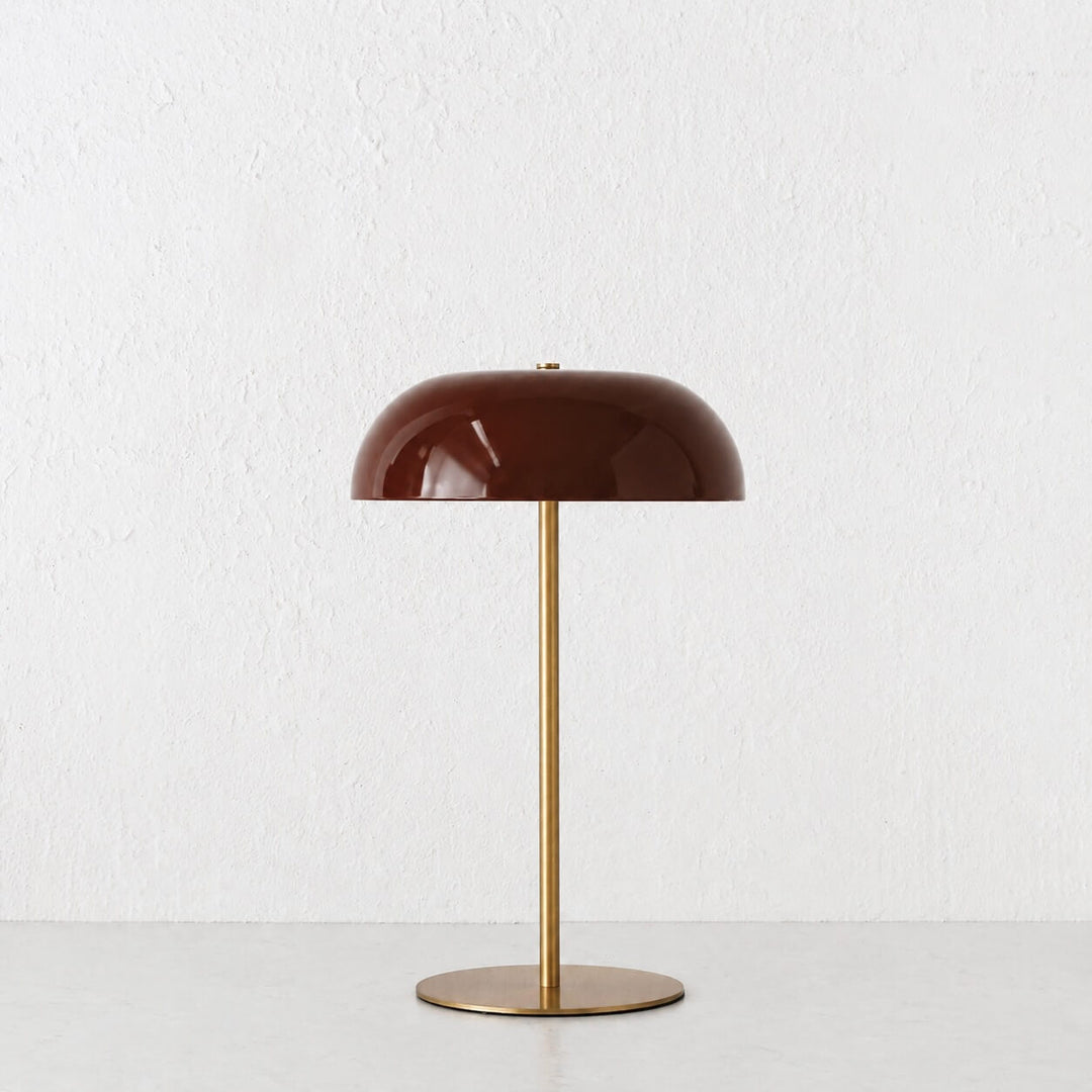 SAO MARTINHO DOME LED RECHARGEABLE INDOOR/OUTDOOR LAMP  |  35CM  |  BURGUNDY + ANTIQUE BRASS