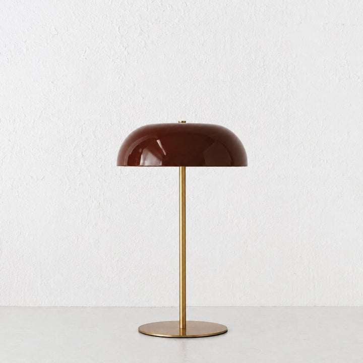 SAO MARTINHO DOME LED RECHARGEABLE INDOOR/OUTDOOR LAMP  |  35CM  |  BURGUNDY + ANTIQUE BRASS