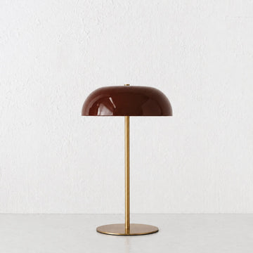 SAO MARTINHO DOME LED RECHARGEABLE INDOOR/OUTDOOR LAMP  |  35CM  |  BURGUNDY + ANTIQUE BRASS