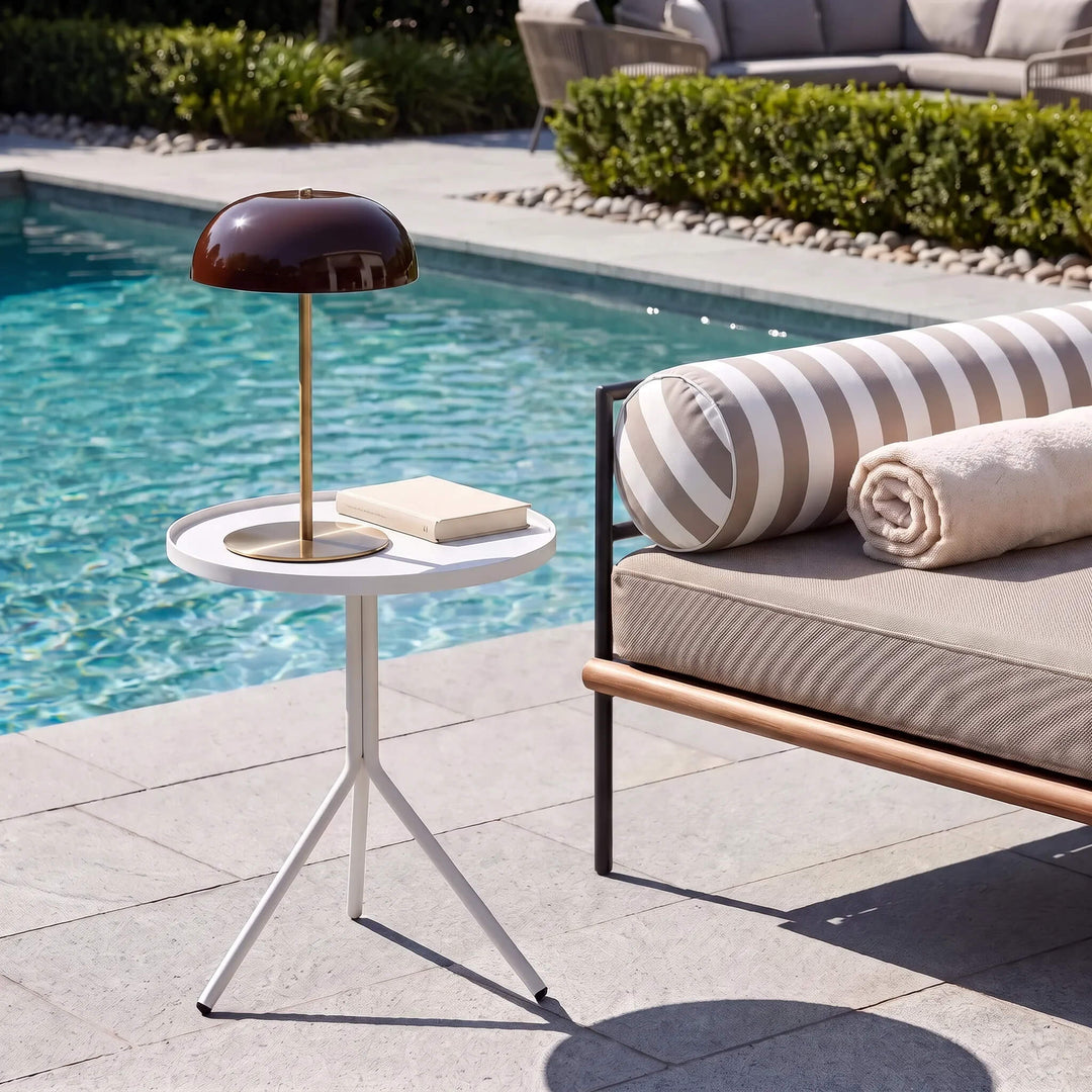 SAO MARTINHO DOME LED RECHARGEABLE INDOOR/OUTDOOR LAMP  |  21CM  |  BURGUNDY + ANTIQUE BRASS