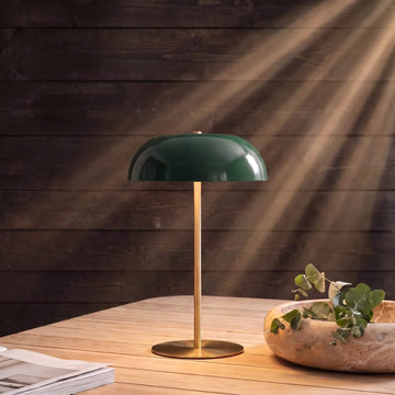 SAO MARTINHO DOME LED RECHARGEABLE INDOOR/OUTDOOR LAMP  |  21CM  |  GREEN + ANTIQUE BRASS