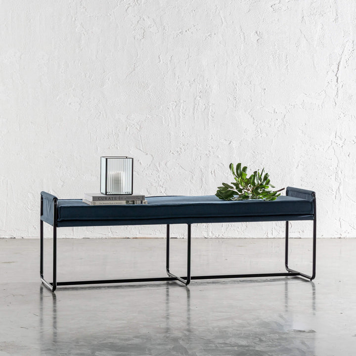 SEVILLA CONTEMPO BENCH W PIPED EDGING | DENIM BLUE