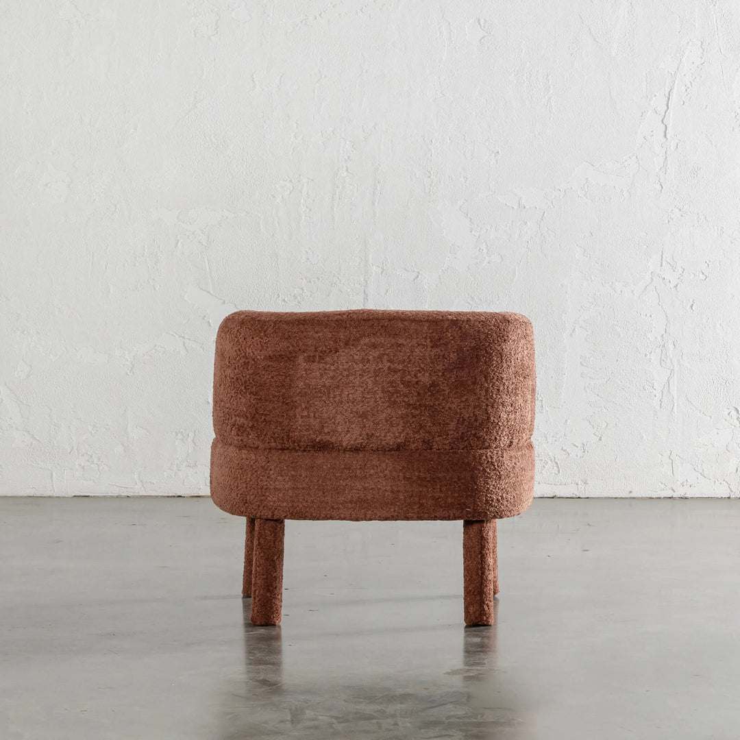 SEVILLA CURVE ARMCHAIR BACK VIEW  |  CARMEN RUST BOUCLE