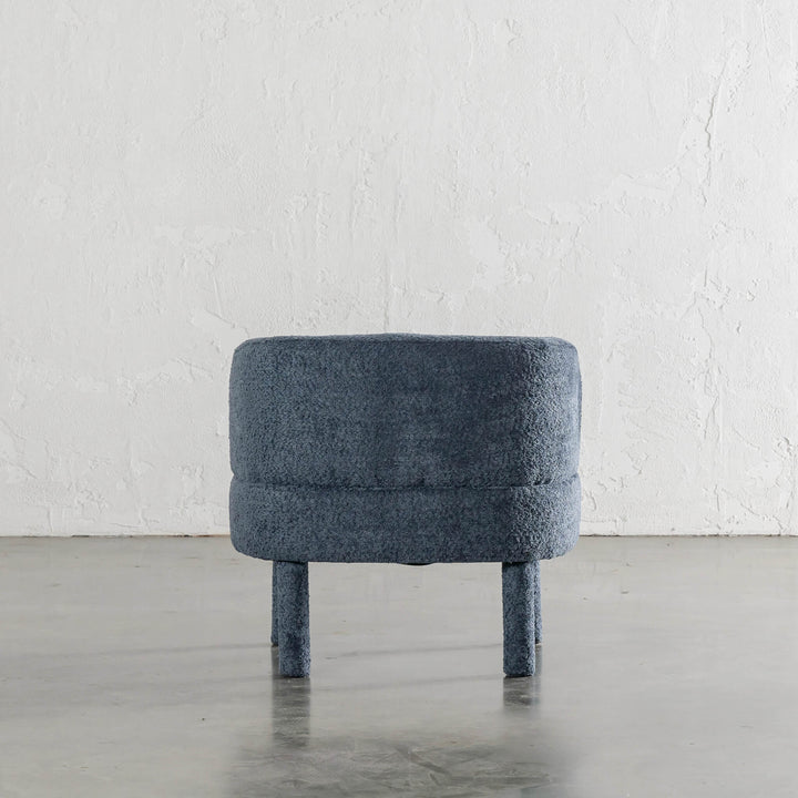 SEVILLA CURVE ARMCHAIR BACK VIEW  |  REEF NAVY BOUCLE