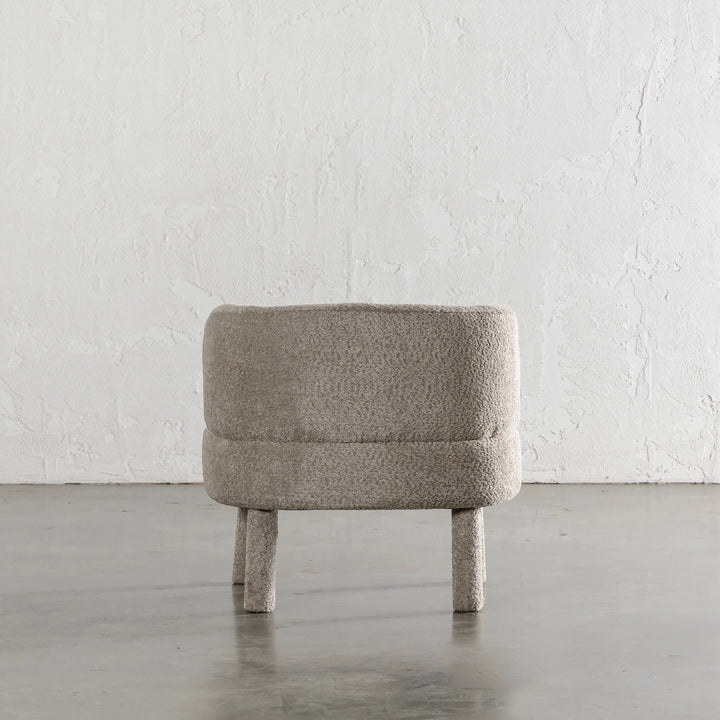 SEVILLA CURVE ARMCHAIR BACK VIEW  |  SAHARA DUNE BOUCLE