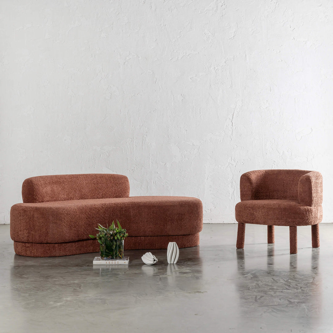 SEVILLA CURVE ARMCHAIR + DAYBED |  CARMEN RUST BOUCLE