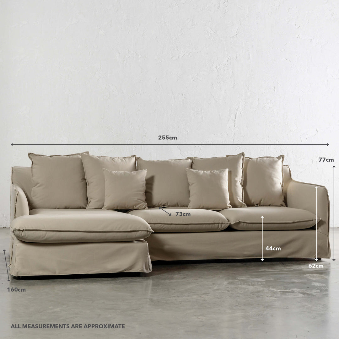 SEVILLA SLIP COVER MODULAR | STOWE SAND  |  MEASUREMENTS