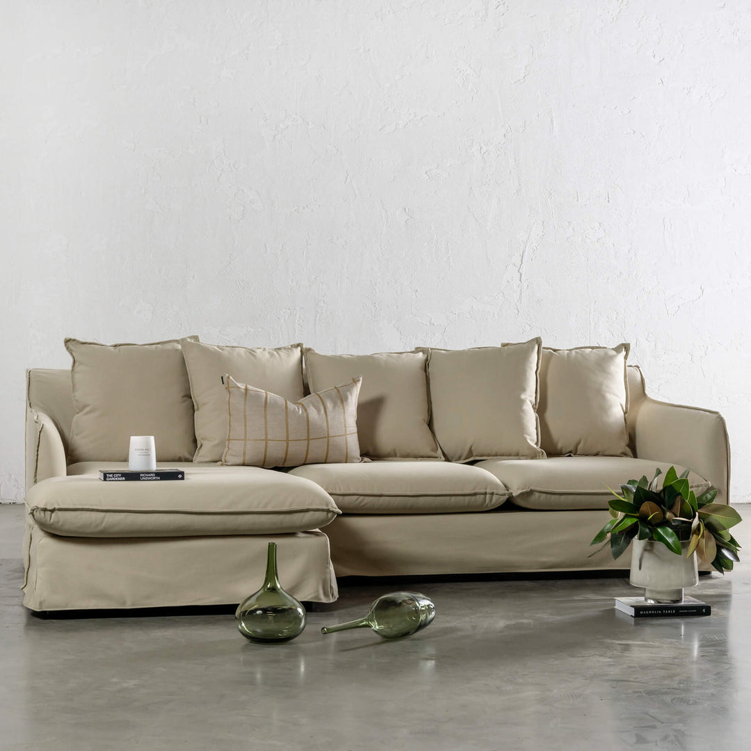 EXTRA FULL SET SOFA COVER  |  SEVILLA SLIP COVER MODULAR  |  STOWE SAND