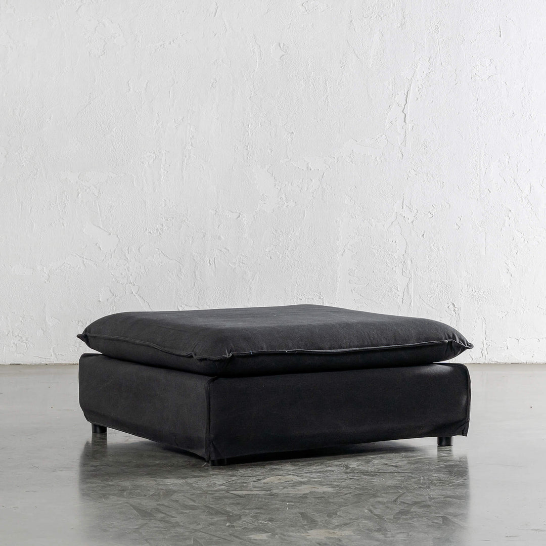 SEVILLA SLIP COVER SQUARE OTTOMAN | CARBON MARLE | UNSTYLED