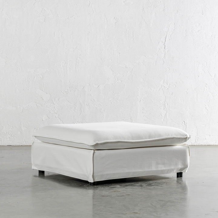 SEVILLA SLIP COVER SQUARE OTTOMAN   |  POLAR WHITE