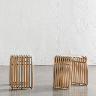 SORENSEN BAMBOO SLATTED STOOL BUNDLE X2