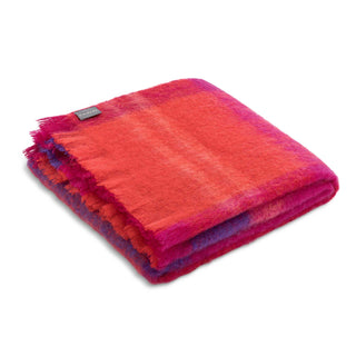 ST ALBANS MOHAIR THROW RUG | CHARLOTTE | PINK RED PURPLE 