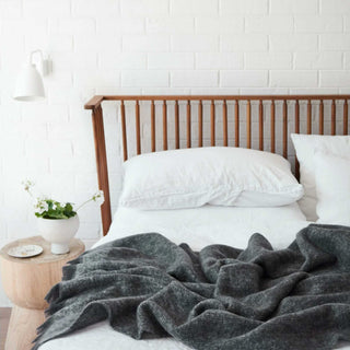 ST ALBANS MOHAIR THROW RUG  |  MAGGIE CHARCOAL GREY