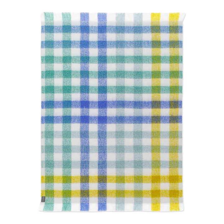 ST ALBANS MOHAIR THROW RUG  |  OXFORD BLUE YELLOW GREEN WHITE