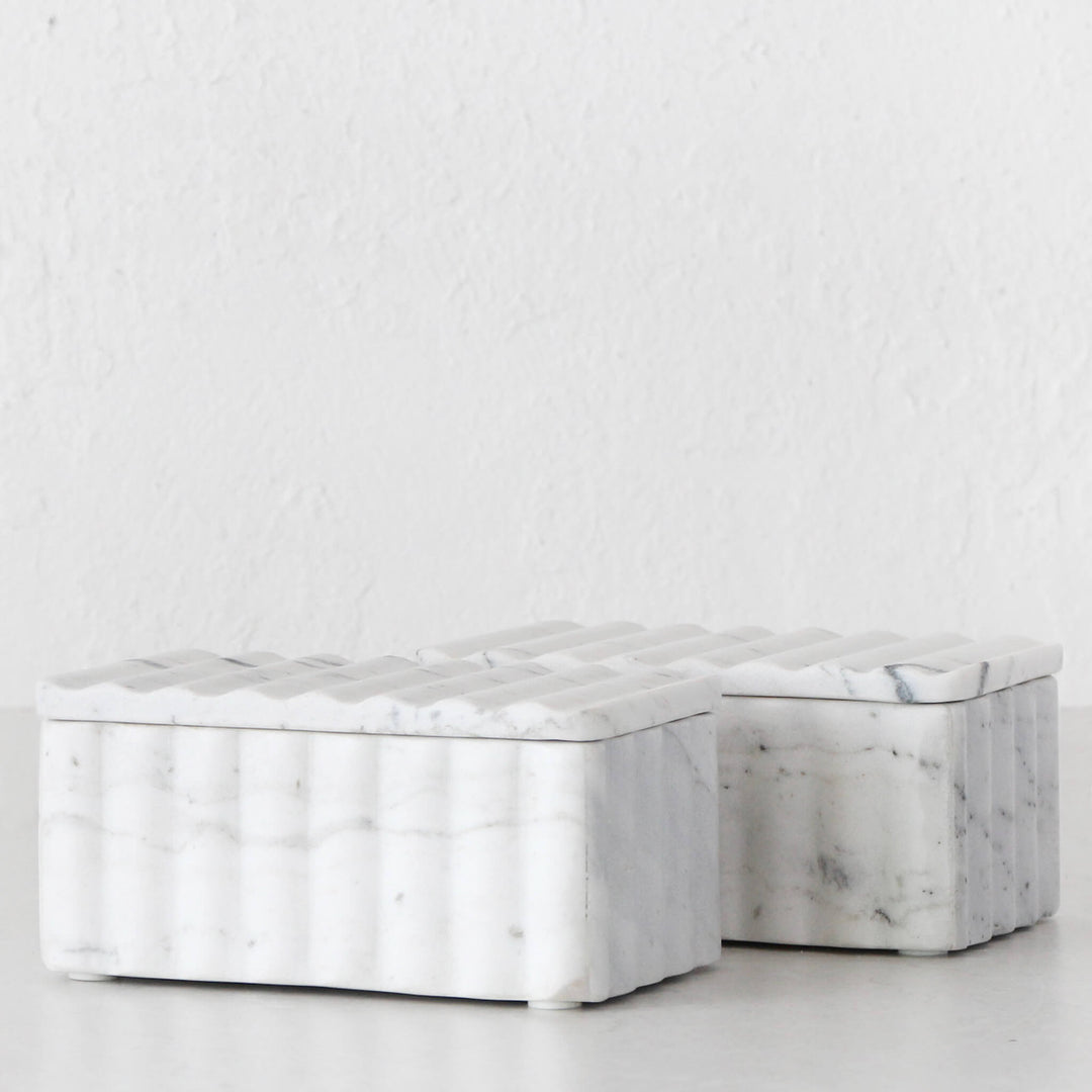 STRIE MARBLE STORAGE BOX BUNDLE X2  |  WHITE + GREY MARBLE