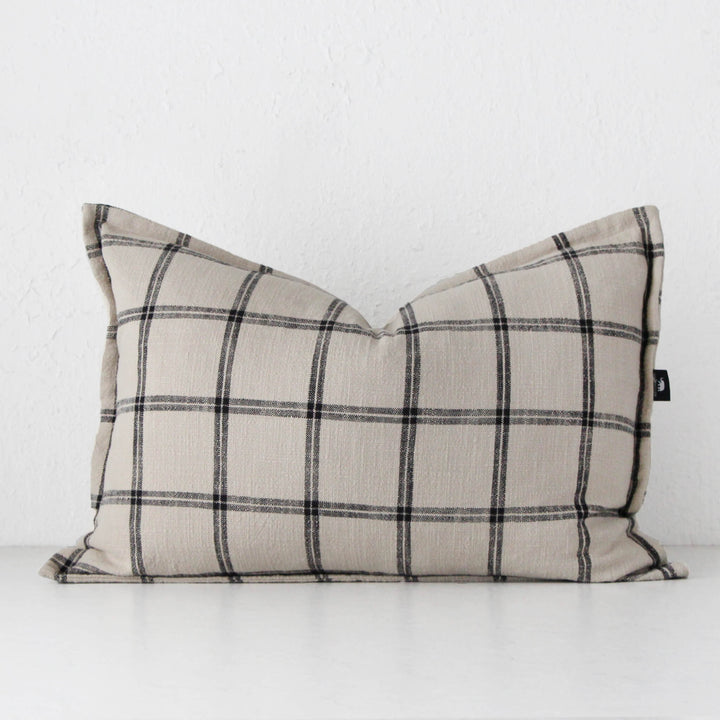 SURREY CUSHION  |  SAND + BLACK CHECK  | 40 X 60