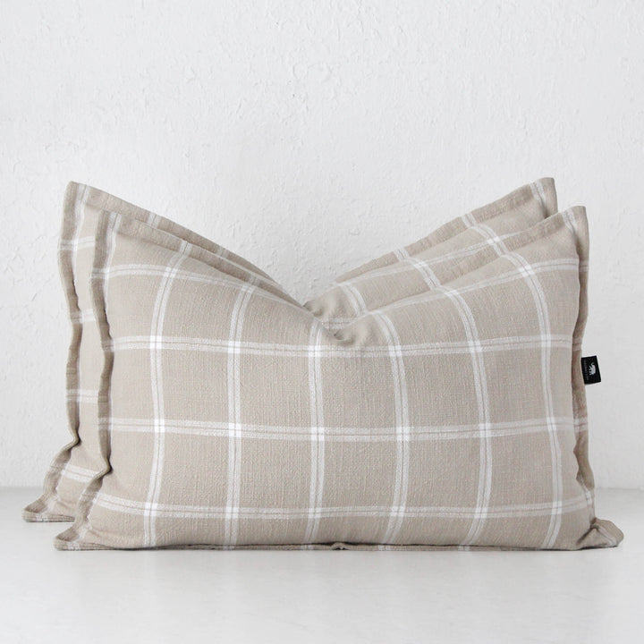 SURREY CUSHION BUNDLE X2 | 40 X 60 | SAND + WHITE CHECK