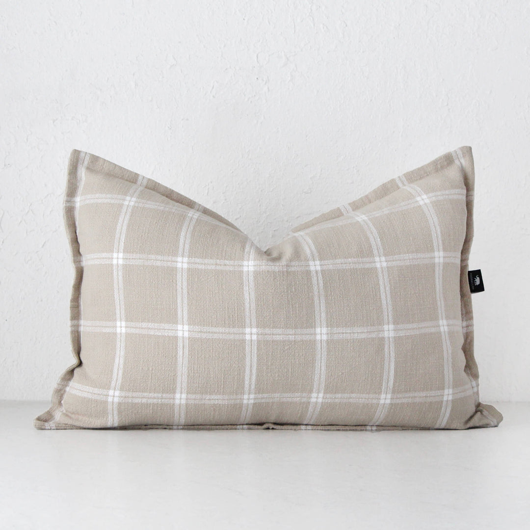 SURREY CUSHION  |  SAND + WHITE CHECK  |  40X60