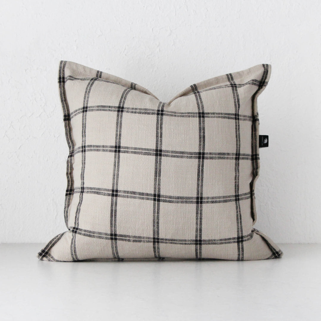 SURREY CUSHION  |  SAND + BLACK CHECK  | 50 X 50