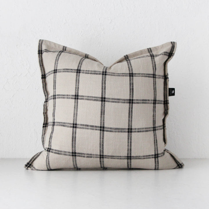 SURREY CUSHION  |  SAND + BLACK CHECK  | 50 X 50