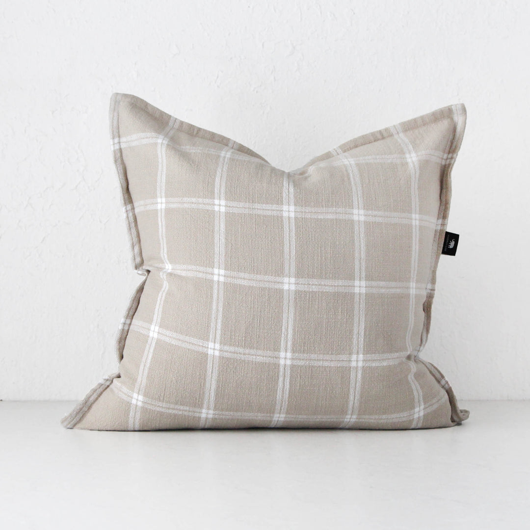 SURREY CUSHION  |  SAND + WHITE CHECK  |  50X50