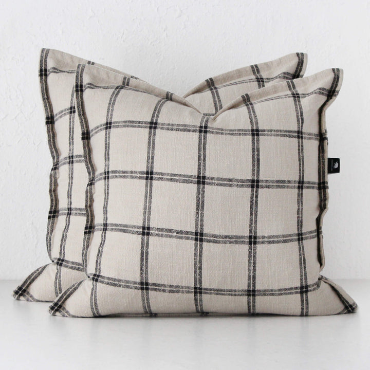 SURREY CUSHION BUNDLE X2 |  60 x 60  |  SAND + BLACK CHECK