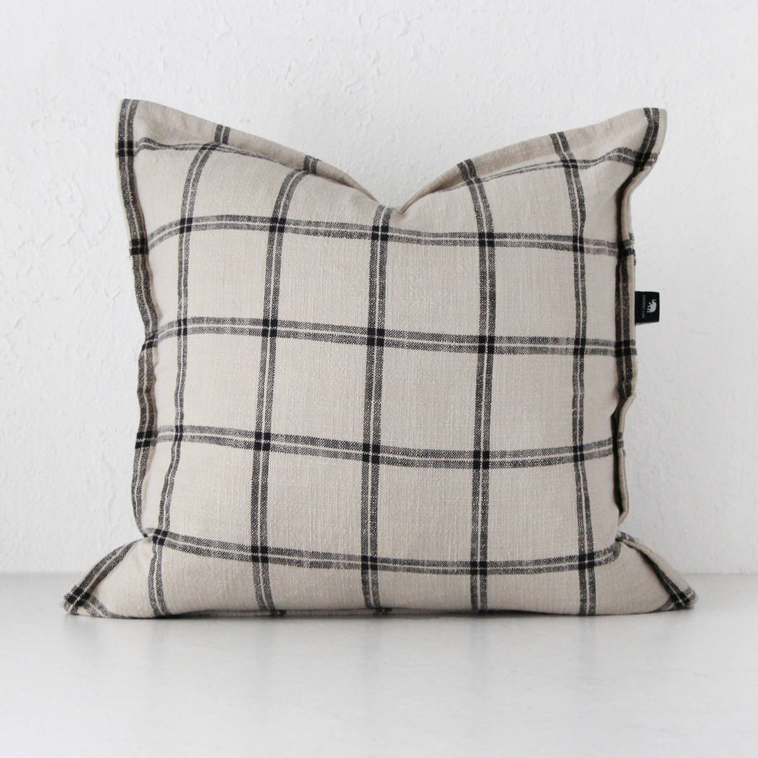 SURREY CUSHION  |  SAND + BLACK CHECK  | 60 X 60