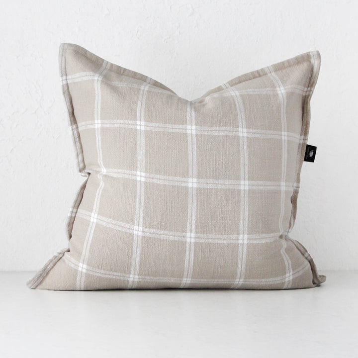 SURREY CUSHION  |  SAND + WHITE CHECK  |  60X60