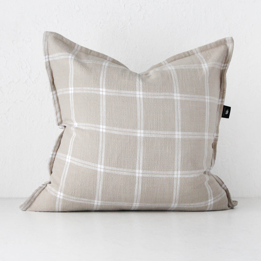 SURREY CUSHION BUNDLE X2 | 60 X 60 | SAND + WHITE CHECK