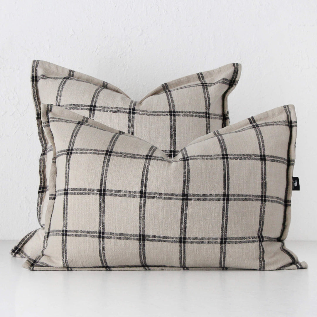 SURREY CUSHION  |  SAND + BLACK CHECK  | 50 X 50 + 40 X 60