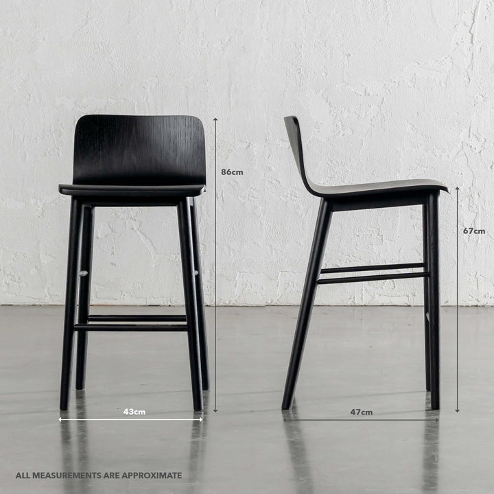 TAMIERA BAR CHAIR | BLACK GRAIN | DANISH TAMI DESIGN | MEASUREMENTS