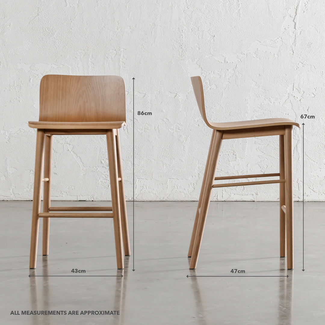 TAMIERA BAR CHAIR | NATURAL OAK | DANISH TAMI DESIGN | MEASUREMENTS