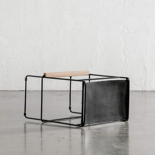 TARO BLACK LEATHER COUNTER STOOL |  BLACK STEEL FRAME  |  BUNDLE X 2