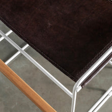 TARO EXPRESSO LEATHER STOOL  |   WHITE STEEL FRAME CLOSE UP