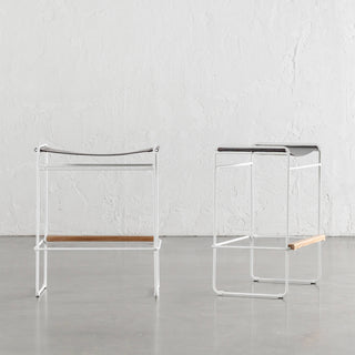 TARO EXPRESSO LEATHER STOOL  |   WHITE STEEL FRAME