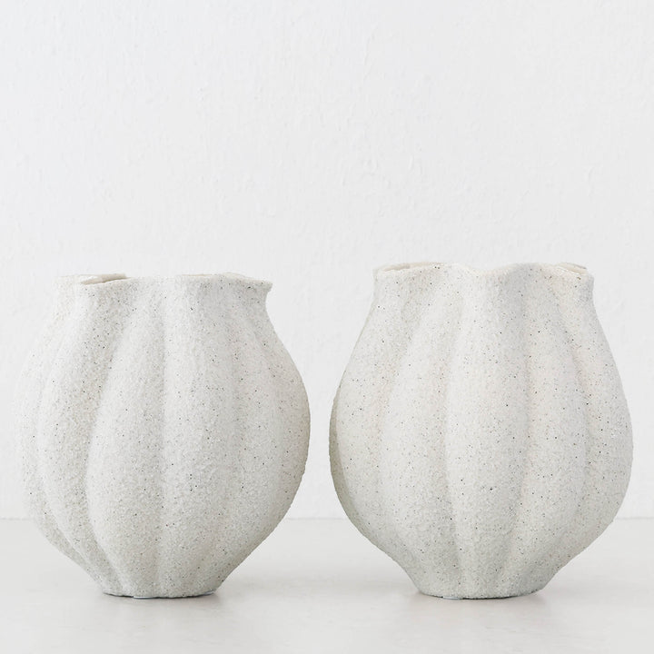 TARTU VASE BUNDLE X2  |  MEDIUM 22CM  |  CERAMIC + WHITE SAND GLAZE