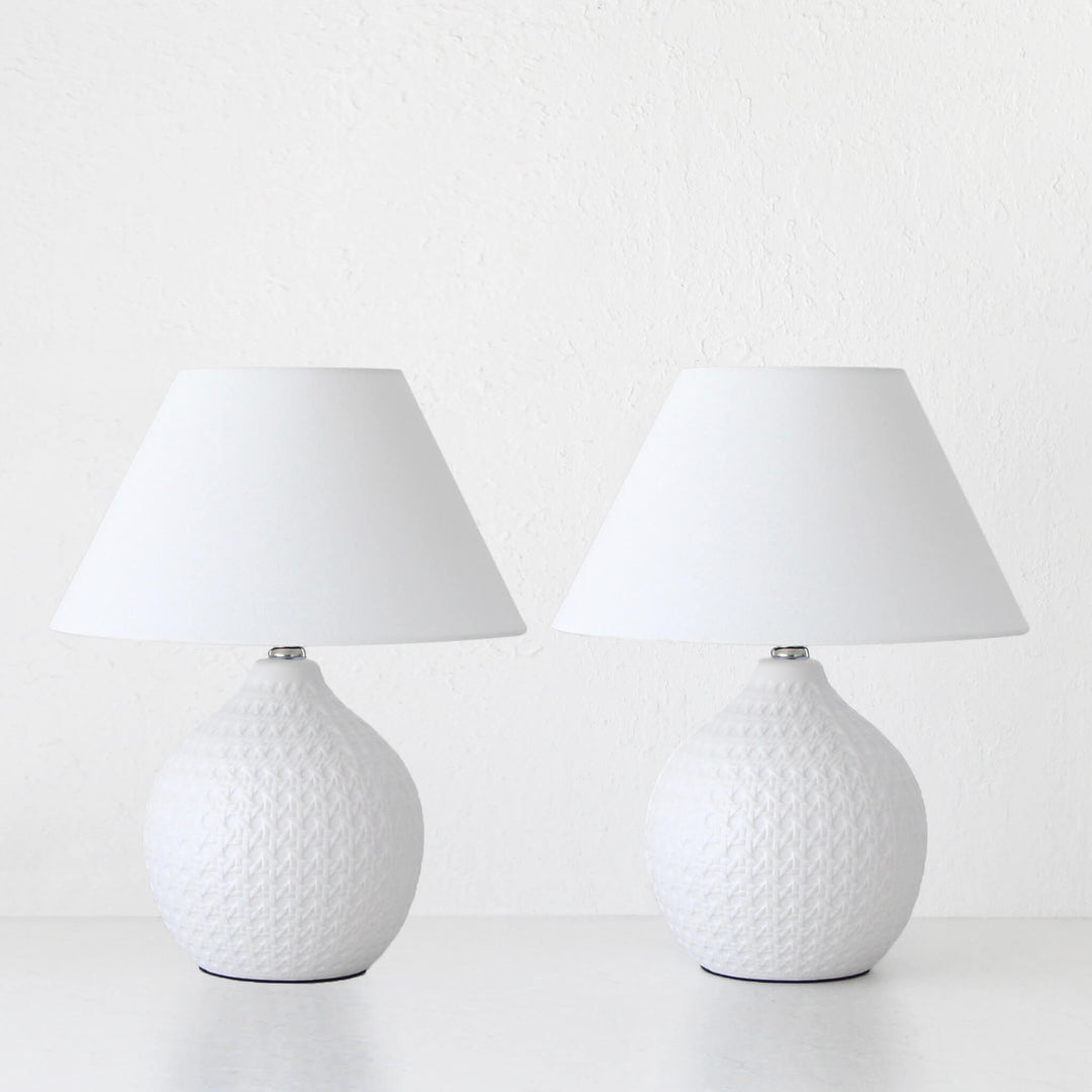 TEMPIE CERAMIC TABLE LAMP BUNDLE x2  |  WHITE
