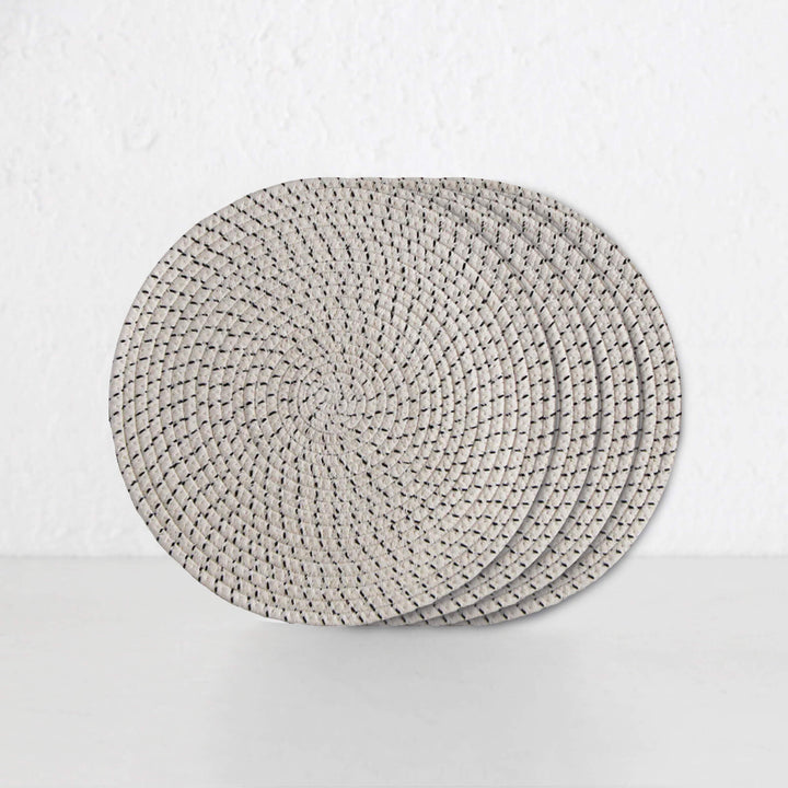 TESS COTTON ROUND PLACEMAT | NAVY + WHITE | SET OF 4