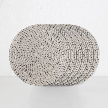 TESS COTTON ROUND PLACEMAT  |  NAVY + WHITE  |  SET OF 6